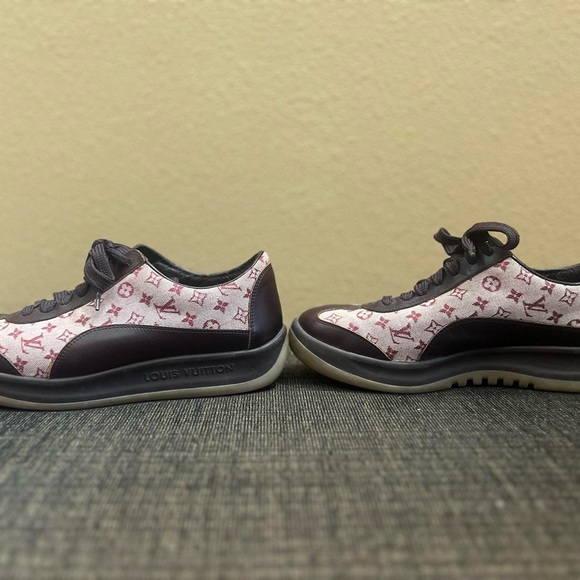 Louis Vuitton Brown/Sepia Monogram Mini Lin and Leather Runners Sneakers - Picture 4 of 6
